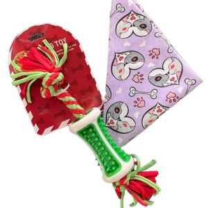 Dog toy, Hearts scarf & tug and chew. NWT